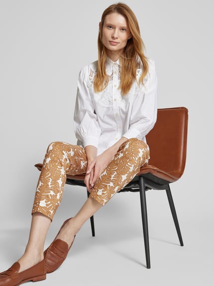 Christian Berg Woman Slim fit stoffen broek met verkort model Camel - 3