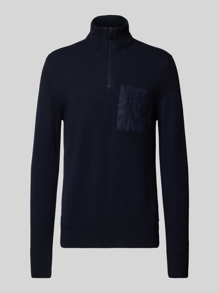 HECHTER PARIS Regular Fit Troyer aus Schurwoll-Mix Marine 2