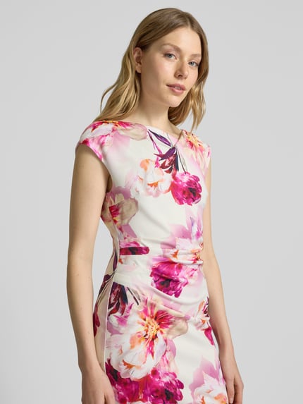 SWING Knielanges Cocktailkleid mit seitlicher Raffung Rosa 3