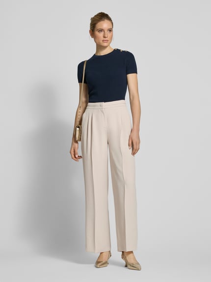 MORE & MORE Straight Leg Stoffhose mit elastischem Bund Offwhite 1