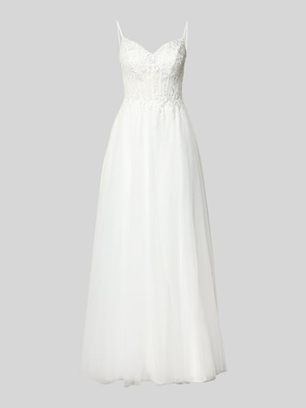 LUXUAR FASHION Avondjurk van tule met bloemenstitchings Offwhite - 2