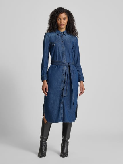 Lauren Ralph Lauren Sukienka koszulowa z imitacji jeansu model ‘LANAINE’ Jeansowy niebieski 4