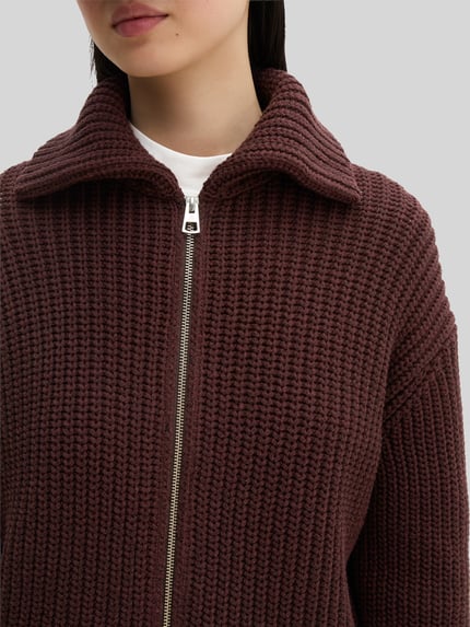 Marc O'Polo Loose Fit Cardigan aus Baumwoll-Mix Dunkelrot 3