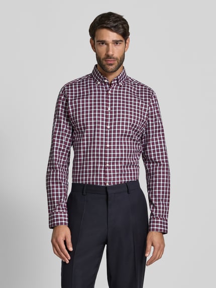 Jake*s Koszula biznesowa o kroju regular fit z bawełny Ciemnoczerwony 4