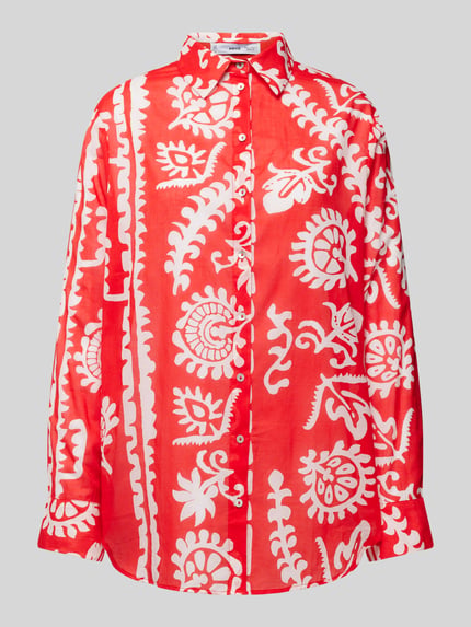MANGO Bluse mit durchgehender Knopfleiste Modell 'NEMO' Rot 2