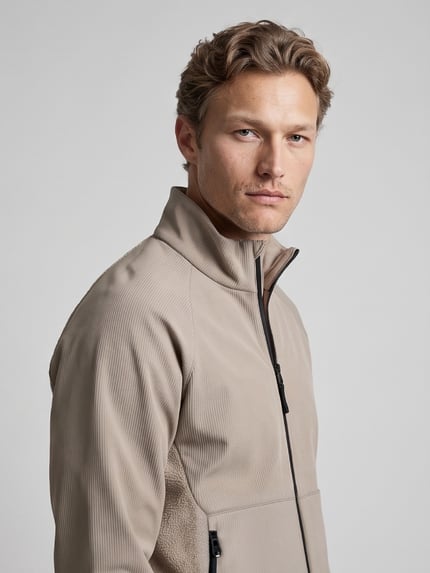 BOSS Green kurtka w kroju regular fit z poliestru z elementami ze sztruksu i polaru Piaskowy 3