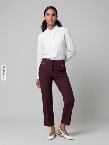 SEDUCTIVE spodnie o kroju regular fit o kroju szerokim z dodatkiem wiskozy model 'ALARA' Bordowy 1