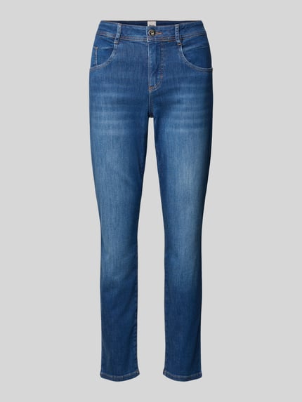 Produktfoto, Slim Fit Jeans mit Eingrifftaschen Modell 'SHAKIRA' von Brax in Blau, Baumwoll-Mix mit Lyocell-Anteil, gerade Form, glatte Textur