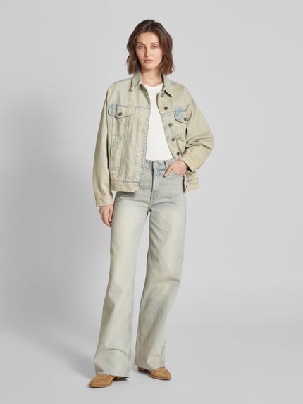 MANGO Jeansjacke im Used-Look Modell 'MAYA' Hellblau 1