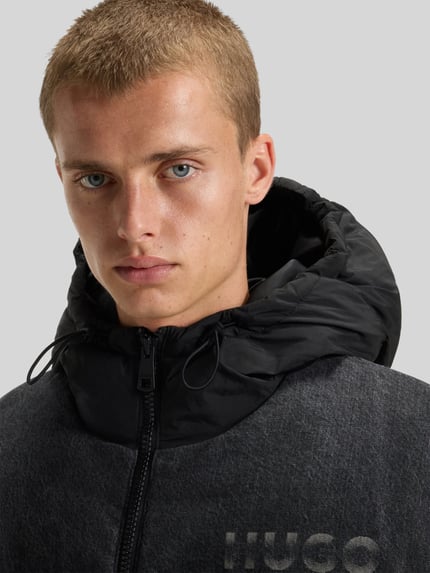 HUGO Blue Kurtka puchowa w kroju relaxed fit z czystej bawełny model 'BOWAN' BLACK 3