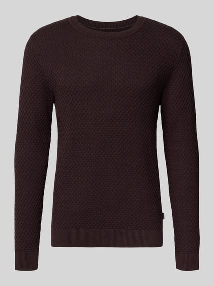 JACK & JONES Premium Strickpullover mit Strukturmuster Modell 'BARKLEY' Bordeaux 2