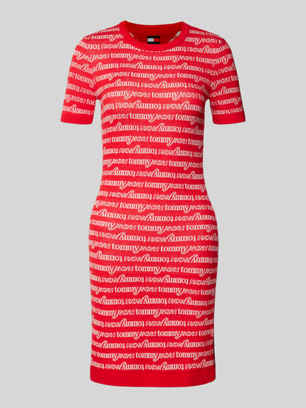 Tommy Jeans T-Shirt-Kleid mit Rundhalsausschnitt Modell 'SCRIPT' Rot 2