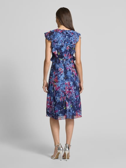 Lauren Ralph Lauren Knielanges Kleid mit Rüschenbesatz Modell 'Taralee' Bleu Melange 5