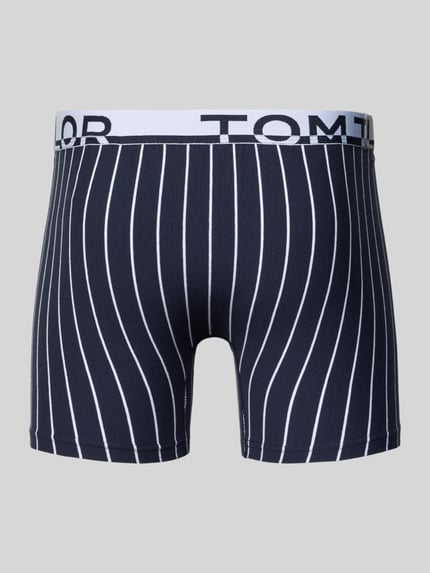 Produktfoto, Trunks aus Baumwoll-Mix im 2er-Pack von Tom Tailor, unifarben mit weißen Streifen, elastischer Label-Bund, glatte Textur