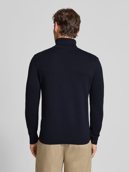 Christian Berg Men Sweter o kroju slim fit z mieszanki bawełny i wełny Granatowy 5
