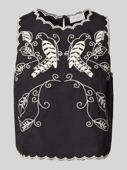Jake*s Collection Regular fit blousetop met motiefstitching Zwart - 2