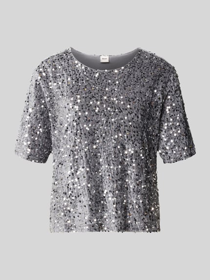 Brax T-Shirt mit Pailletten Modell 'Cara' Anthrazit 1