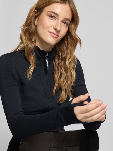 REVIEW Slim fit sweatjack met ritszakken Zwart - 3