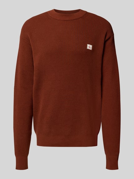 Calvin Klein Jeans Strickpullover mit Label-Patch Rostrot 2