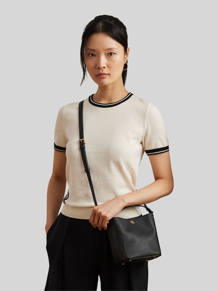 Lauren Ralph Lauren Handtas met echt leer met afneembare schouderband Zwart - 1