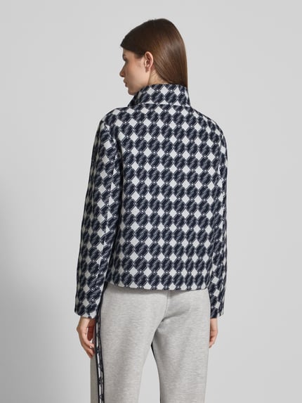 Marc Cain Regular fit jack van katoenmix met opstaande kraag Marineblauw - 5