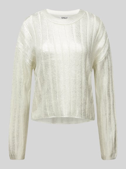 ONLY Strickpullover mit Rundhalsausschnitt Modell 'KAMA' Silber 2