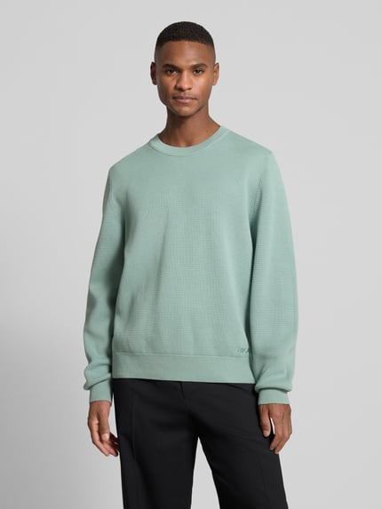 HUGO Loose Fit Strickpullover aus reiner Baumwolle Modell 'SAN CELLY' Mint 4