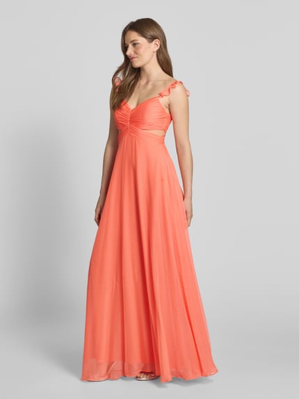 Jake*s Cocktail Abendkleid mit Rüschen und Cut Outs Orange 1