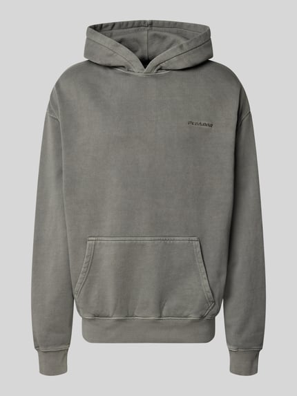 Produktfoto, Oversized Hoodie aus Baumwoll-Mix von PEGADOR in Grau mit Logo-Stickerei, gerippten Bündchen und Kängurutasche, Herrenmode