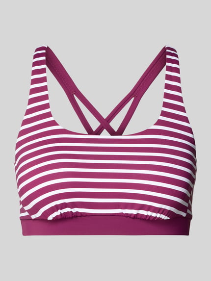 Produktfoto, Bustier mit gekreuzten Trägern von VENICE BEACH in Weiß und Beere, Material-Mix mit Stretch, Allover-Look, Streifendessin.