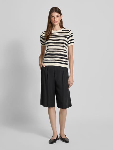 Jake*s Casual Gebreid shirt met ajourpatroon Ecru - 1