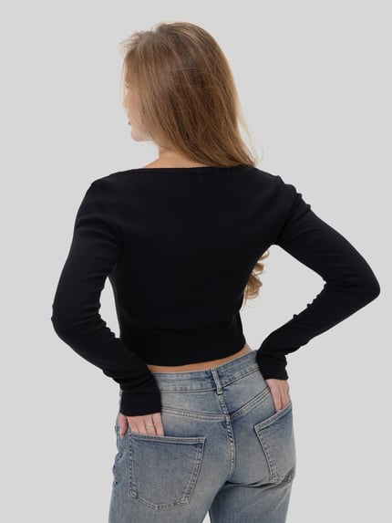 REVIEW Anna von Klinski x REVIEW Longsleeve mit V-Ausschnitt Black 5