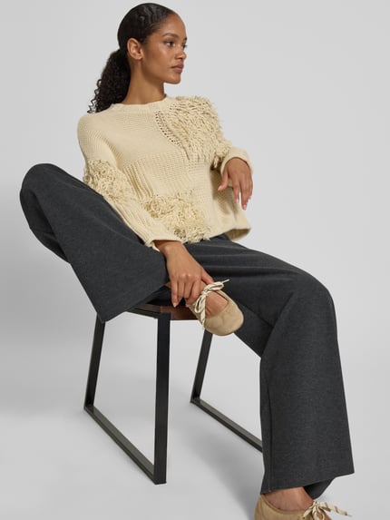Jake*s Studio Woman Broek met wijde pijpen en achterzakken Middengrijs gemêleerd - 3