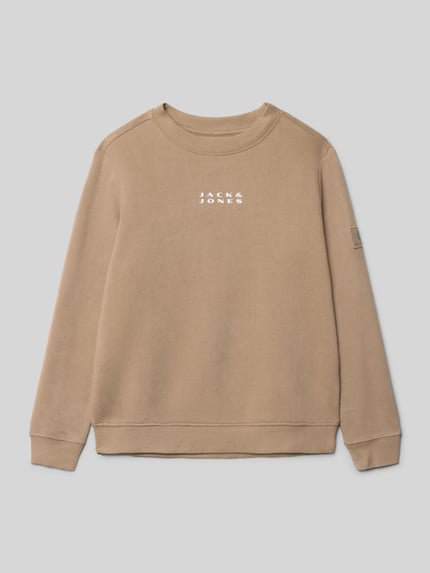JACK & JONES Sweatshirt mit Logo-Print Modell 'POINT' Taupe 1