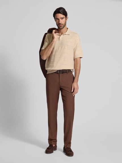 Selected Relaxed fit poloshirt van puur katoen, model 'FOAM' Beige - 1