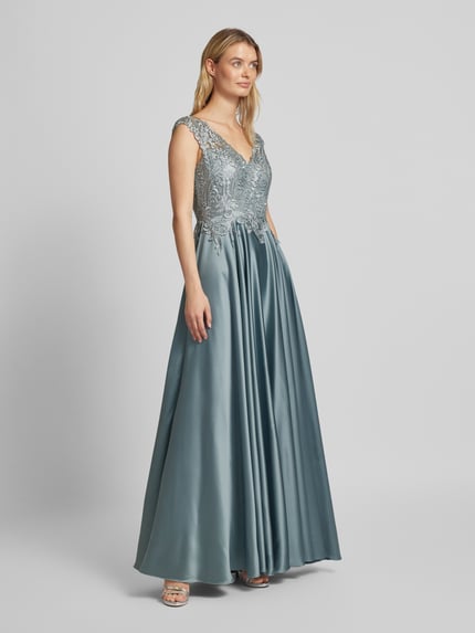 LUXUAR FASHION Abendkleid mit Häkelspitze Silber 1