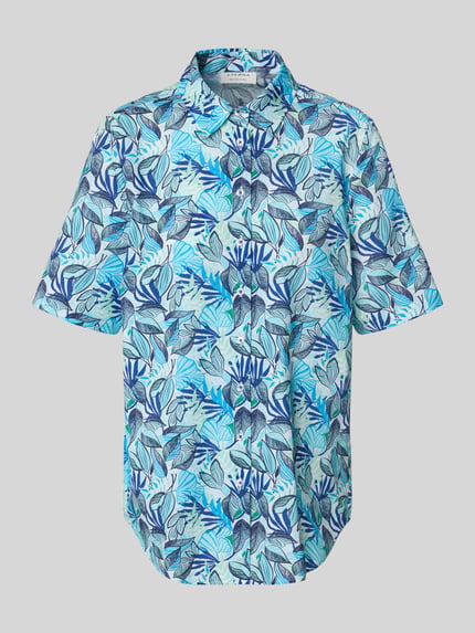 ETERNA Relaxed Fit Hemdbluse mit floralem Allover-Print Blau 2