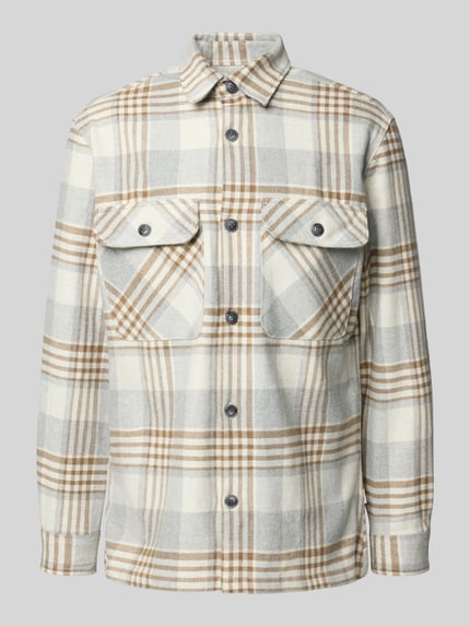 JACK & JONES Premium Koszula casualowa regular fit z kołnierzykiem typu kent Jasnoszary melanż 2