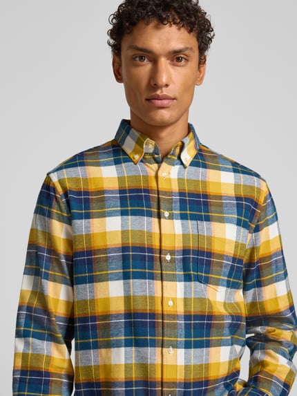 Christian Berg Men Regular Fit Freizeithemd mit Button-Down-Kragen GELB 3