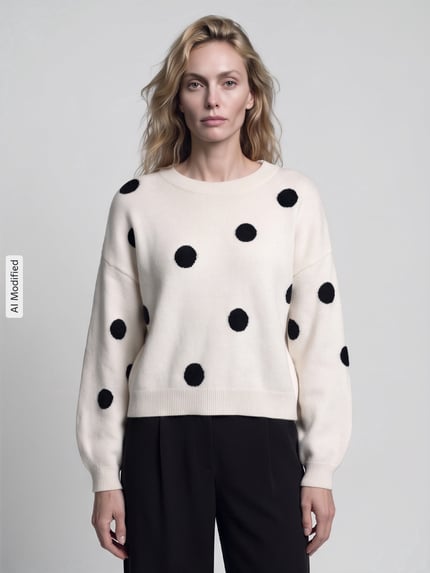 ONLY Regular Fit Pullover mit Rundhalsausschnitt Modell 'RICA' Ecru 4