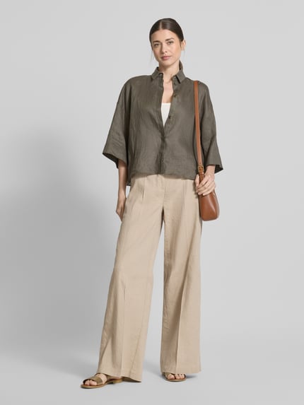 CAMBIO Wide Leg Leinenhose mit Eingrifftaschen Modell 'ADRIENNE' Camel 1
