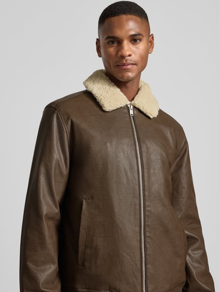 Lindbergh Bomberjacke mit gerippten Abschlüssen Mittelbraun 3