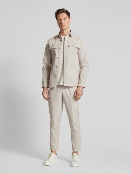 Colours & Sons Regular fit overhemdjack met paspelzakken op de borst Offwhite - 1