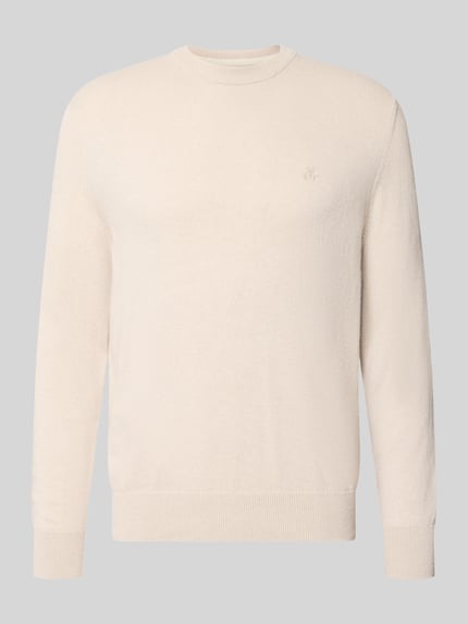 Produktfoto, cremefarbener Regular Fit Pullover aus Baumwoll-Mix mit Schurwoll-Anteil von Marc O'Polo, glatte Textur, Herren Pullover