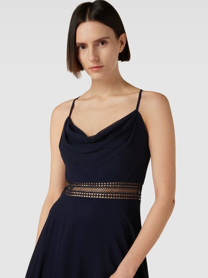 VM by Vera Mont Cocktailkleid mit Wasserfall-Ausschnitt Dunkelblau 3