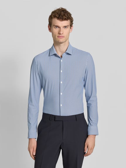 Jake*s Super Slim Fit Business Hemd mit Kentkragen Bleu 4