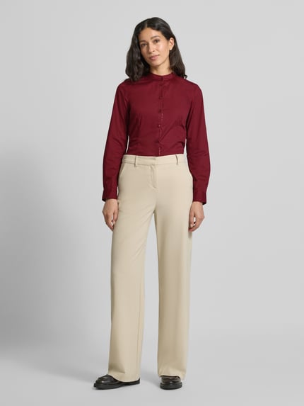 Emily Van den Bergh Regular Fit Hemdbluse aus Baumwoll-Mix mit Stehkragen Bordeaux 1
