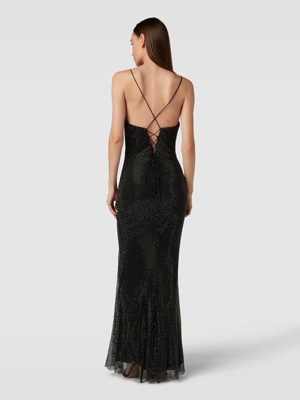 LUXUAR FASHION Abendkleid aus Netzstoff mit Ziersteinbesatz Black 5