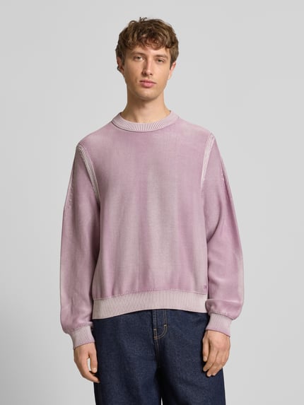 HUGO Blue Sweter z dzianiny o kroju regular fit z czystej bawełny model ‘SEBU’ Brudnoróżowy 4