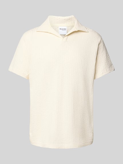 Selected Koszulka polo o kroju regular fit z mieszanki bawełny Złamany biały 2